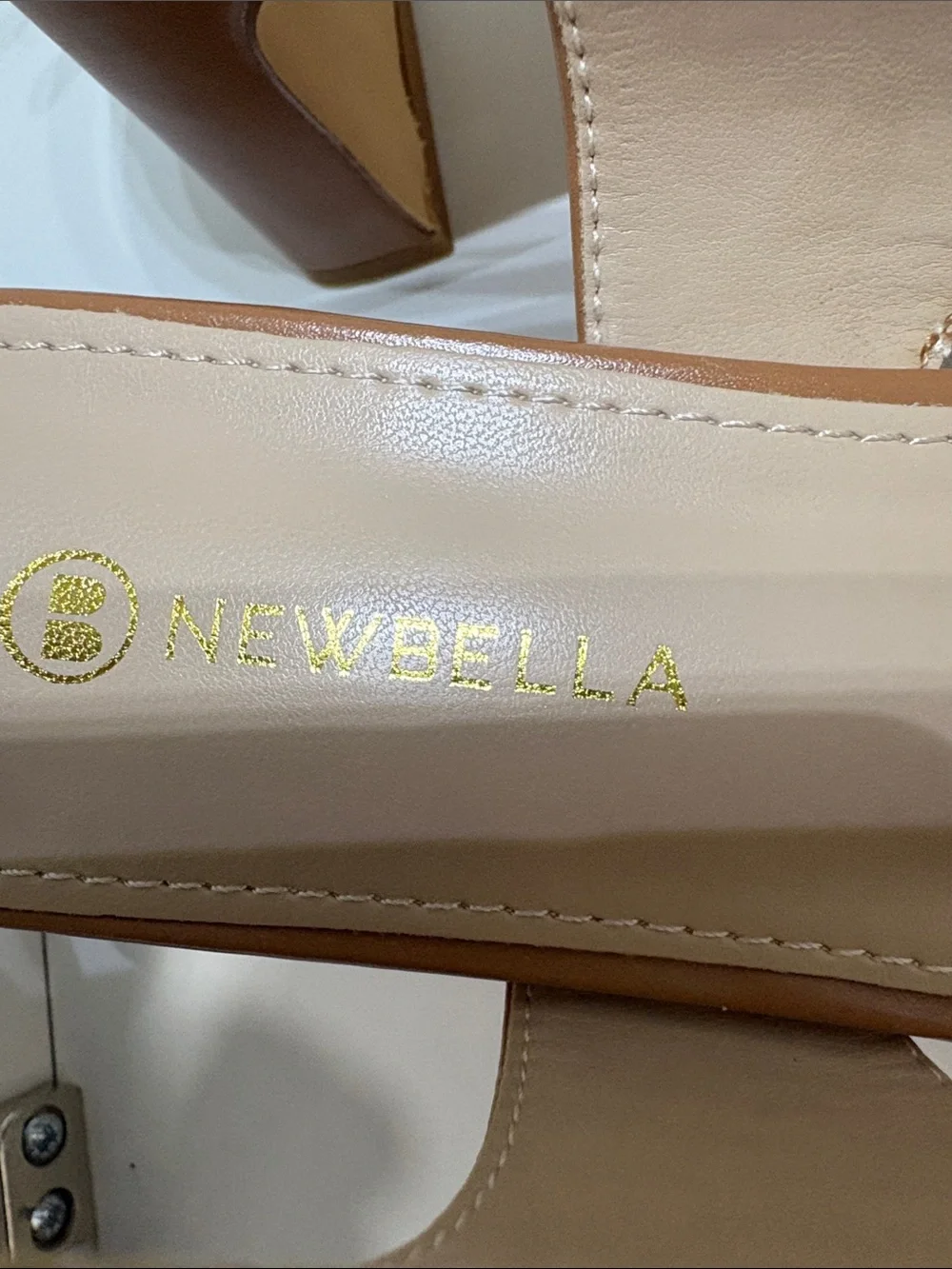 Newbella Women's Cognac Slingback Square-Toe Sandals